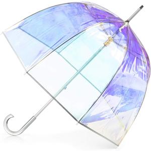 totes Adult Clear Bubble Umbrella with Dome Canopy and Lightweight Wind and Rain Protection (Adults - 51" Canopy, Iridescent)