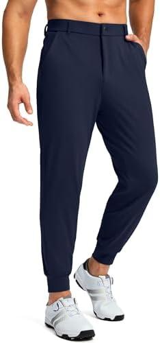 Pudolla Men's Golf Joggers Pants with 3 Pockets Slim Fit Stretch Sweatpants Running Travel Dress Work Pants (Navy, L)