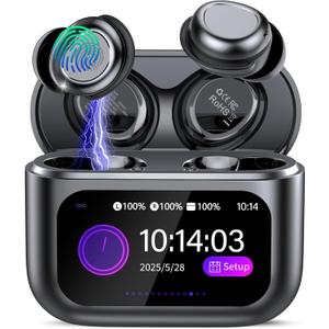 Sleep Earbuds Bluetooth 5.4 in Ear Touch Screen Sleep Headphones, Small Design Mini Sleep Earbuds for Side Sleepers with Sleep Mode, 48H Playtime Sleep Earphones Clear Calls, Carbon black