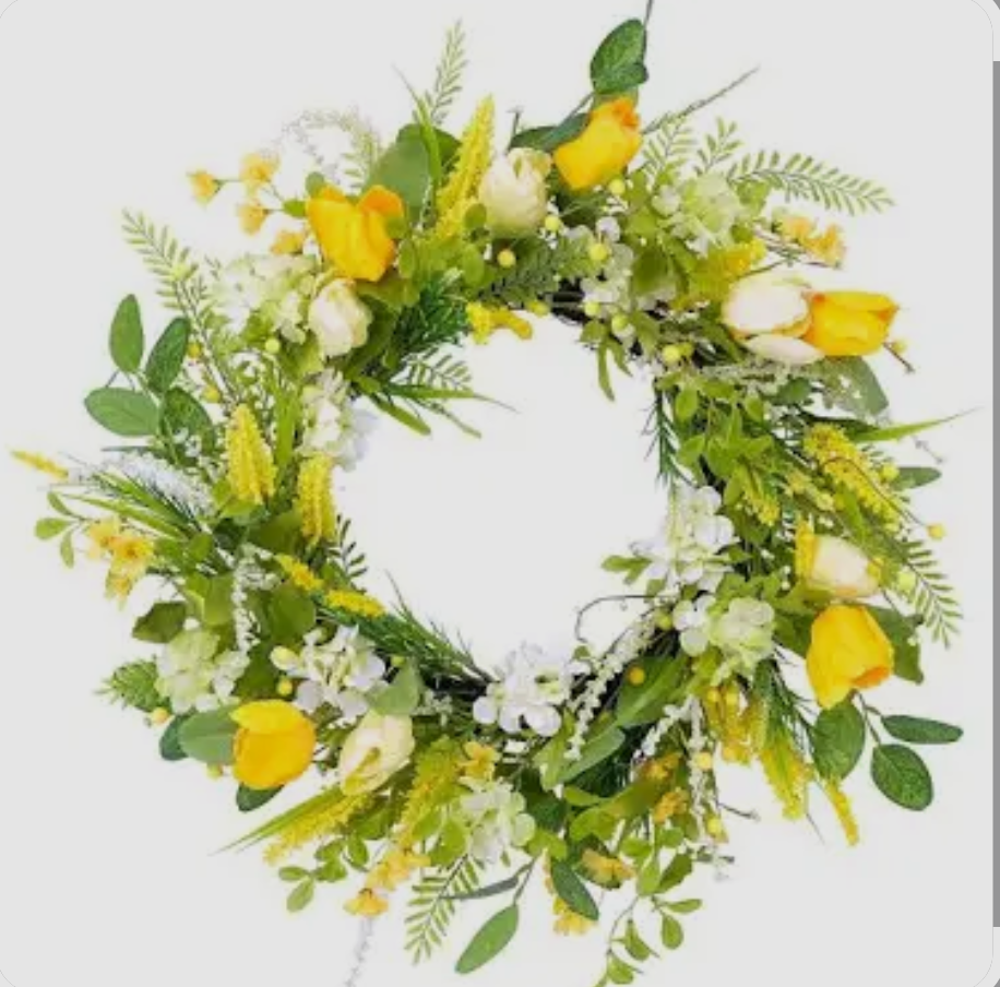Beinhome 26 Inch Tulip Wreaths for Front Door, Handmade Spring Summer Artificial Wreath with Yellow Tulip and Greenery, Perfect Wreath for Outdoor Home Party Wall Window Decor pack of 3 Beinhome 26 Inch Tulip Wreaths for Front Door, Handmade Spring Summer Artificial Wreath with Yellow Tulip and Greenery, Perfect Wreath for Outdoor Home Party Wall Window Decor pack of 3