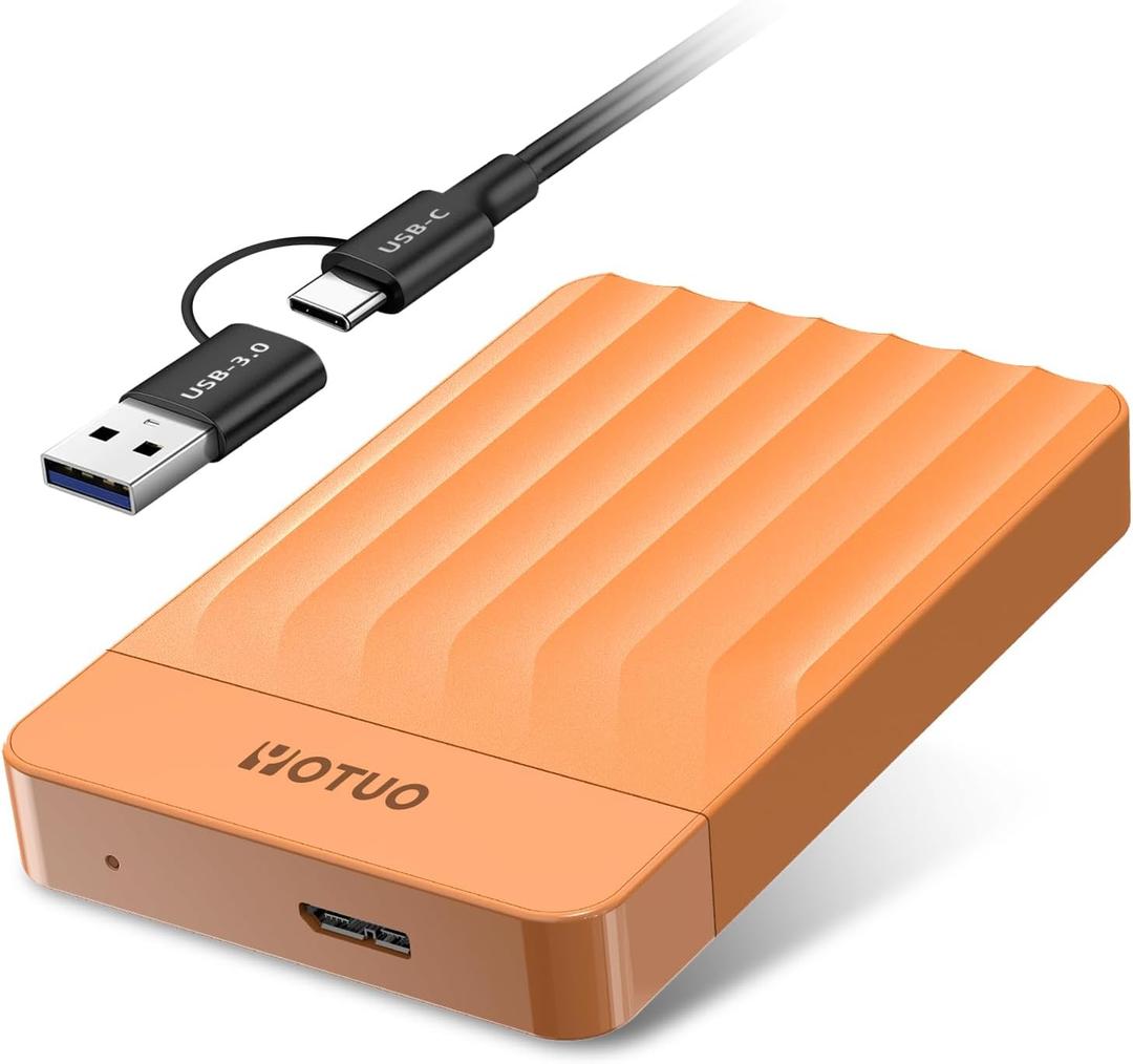 YOTUO 500GB External Hard Drive, Portable Storage Expansion HDD, USB 3.0 & USB-C for PC, Mac, Desktop, Laptop, Smartphone, PS4, Xbox One, Xbox 360, Office & Game, Orange