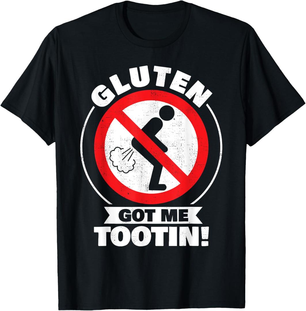 Gluten Tootin Funny Gluten Free Joke design | Gluten Jokes T-Shirt (Small, Black)
