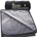 SUITEDNOMAD Large Waterproof Outdoor Stadium Blanket, Windproof and Warm Extra Thick Fleece or Quilted Sherpa, Great for Cold Weather Camping, Picnic, Sports, Festivals (Slate Grey)