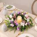 DecorbyHannah Easter Egg Wreaths for Front Door, 22" Spring Door Wreath with Hydrangeas Flowers, Artificial Floral Wreath with Pastel Electroplated Eggs for Home Wall Window Indoor Outdoor Decor