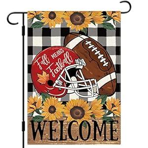 DLZDN Fall Football Welcome Garden Flag Thanksgiving Sunflower Garden Flag Autumn Sports Game Day Yard Flag 1218 Inch Double Sided Vertical Buffalo Plaid Farmhouse Yard Seasonal Holiday Outdoor Decor : Patio, Lawn & Garden