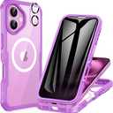 CENHUFO Magnetic Privacy for iPhone 16 Plus Case [Compatible with Magsafe] Full Body Phone Case Built-in 9H Tempered Glass Privacy Screen Protector and Camera Lens Cover, Shockproof Bumper -Rose Pink