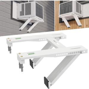 Window Air Conditioner Support Bracket, Heavy Duty Window AC Brackets with 2 Arms, Universal Air Conditioner Brackets, Fits 5,000-22,000 BTU AC Units, Up to 200 lbs