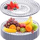 10 Pack Round Plastic Serving Platters 12 Inch - Clear Plastic Serving Trays for Parties, Weddings, Birthday, Cake, Cookies, Fruits & Snacks