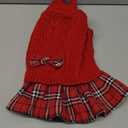 WOYYHO Girl Dog Sweater Dress with Bowtie Turtleneck Small Dogs Sweater with Leash Hole, Knitted Small Dog Sweaters Dress Puppy Winter Clothes for Yorkies Chihuahua (Medium, Red) (Medium (9-15lbs))