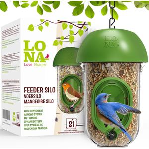 LONA Bird Feeders for Outdoors, Tube Feeder Weatherproof with Multiple Hanging Methods, Wild Bird Feeding Silo for Outside, 1 Port