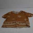 Womens Summer Boho Tops Casual V Neck Short Sleeve Blouses Floral Print Shirt Tie Front Flowy Vacation Clothes Medium