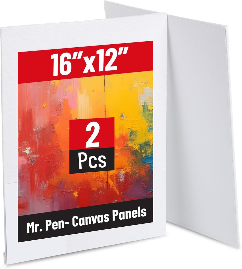Mr. Pen- Canvas Panels, 2 Pack, 12x16 Inches, Triple Primed for Oil & Acrylic Paints, Canvas Boards for Painting, Painting, Blank Canvas for Painting, 3mm Thickness