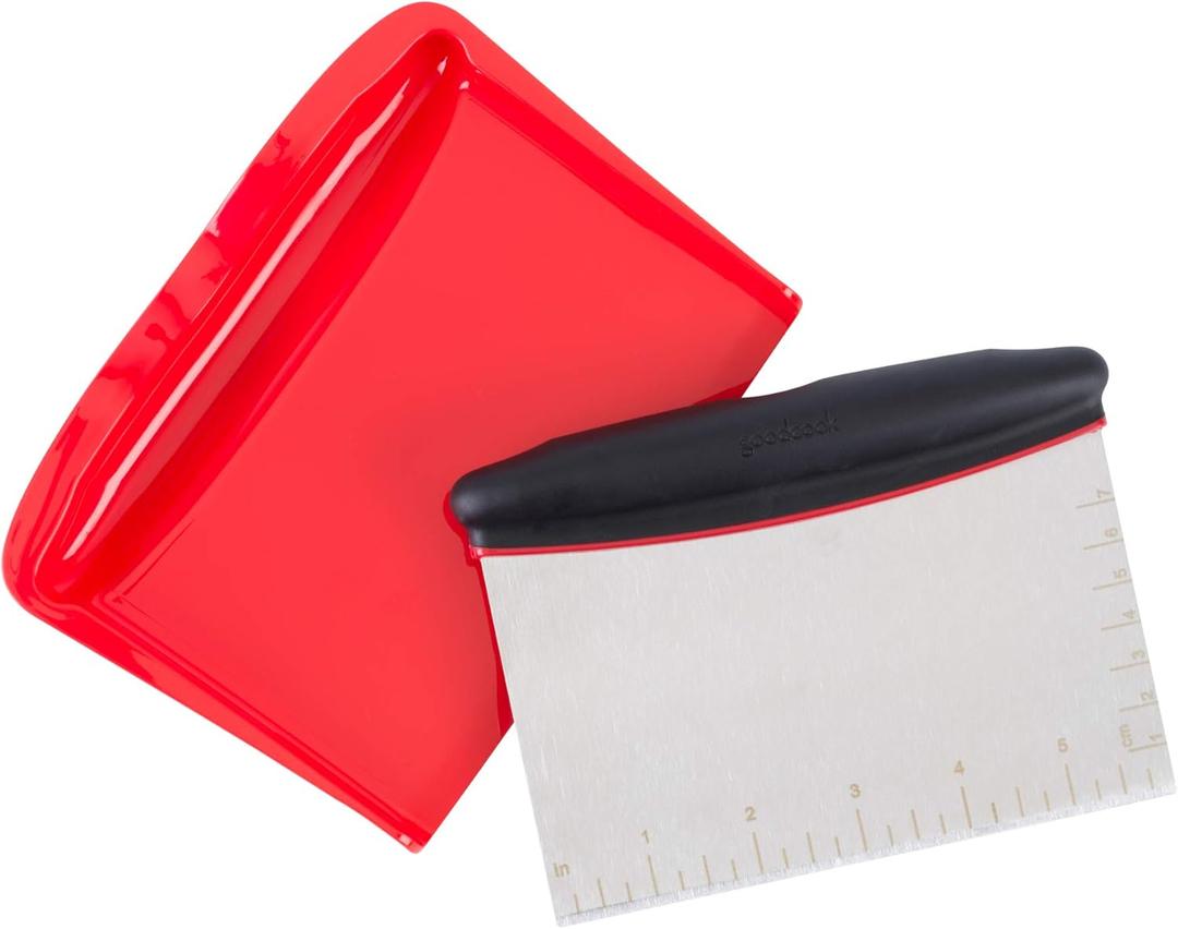 Good Cook Touch 6 Inch Wide Bench Scrape with Scoop, Red and Black