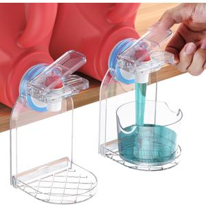 Clear Laundry Detergent Dispenser Cup Holder & Nozzle Force-Saving Switch, Drip Catcher, Soap Dispenser, laundry room organization decor (Clear 2 Pack)