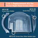 4812-01 RV Screen Door Slider Panel Bubble Style & 4810-00 Stopper & 4814-00 Holder 3 in 1 Complete Kit Replacement for Dexter Right Hand Screen Door, Clear Plexiglass Bubble Style