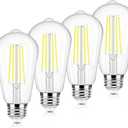 Brightever 4-Pack Vintage LED Edison Bulbs 60W Equivalent, 6W ST58 5000K Daylight White Antique LED Filament Bulbs, E26 Medium Base, Clear Glass Style for Home and Commercial, Non-dimmable