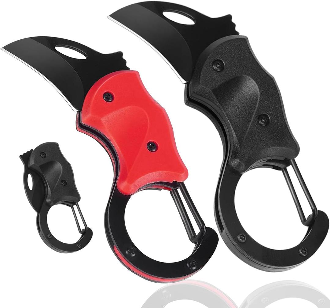 2 Pack Small Pocket Knife for Men,Gifts for father EDC Gadgets with 1.34inch Blade for Everyday Carry, Gifts for Men Dad Husband, Christmas Stocking Stuffers Gifts for Him and Her (Black&Red)