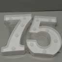 Pooqla Decorative Led Light Up Number Letters, White Plastic Marquee Number Lights Sign for 75th Birthday Party Wedding Decor Battery Operated Number (75)