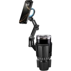 This Hill Magnetic Cup Holder Phone Mount, Compatible with MagSafe, 4.1" Base Adjustable Height Car Cup Holder Compatible with iPhone 17/16 / 15/14 / 13/12 Series, Secure Fit for Car or SUV