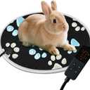 furrybaby Pet Heating Pad, Waterproof Dog Heating Pad Mat for Cat with Durable Anti-Bite Tube Indoor for Puppies Dogs Cats (1 Pack Black, Round 12in, Temp Adjustable)