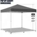 8x8 Pop Up Canopy Tent,Outdoor Canopy with Carry Bag,Easy Up Canopy with 3 Adjustable Height, Outdoor Gazebo Straight Legs,UPF 50+ Event Shelter Tents for Parties,Camping,Market,Patio(Grey)