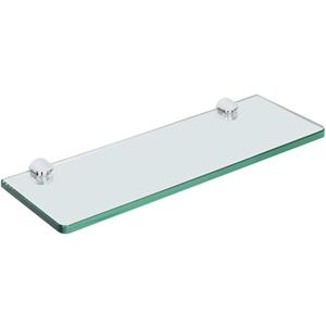 SAYAYO Floating Glass Shelves for Bathroom, 15 x 5 Inch Chrome Tempered Glass Shelf for Wall 1 Pack, Clear