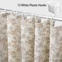 WOUVMA Extra Long Beige Shower Curtain Floral Cotton Linen Cottagecore Shower Curtain for Bathroom 84" L x 72" W