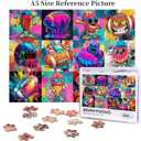 Graffiti Sports Balls Jigsaw Puzzle for Adult 500 Pieces Colorful Soccer Football Ball Food Art Puzzles for Adults Colorful DIY Wooden Puzzle Family Games Home Decor Gifts