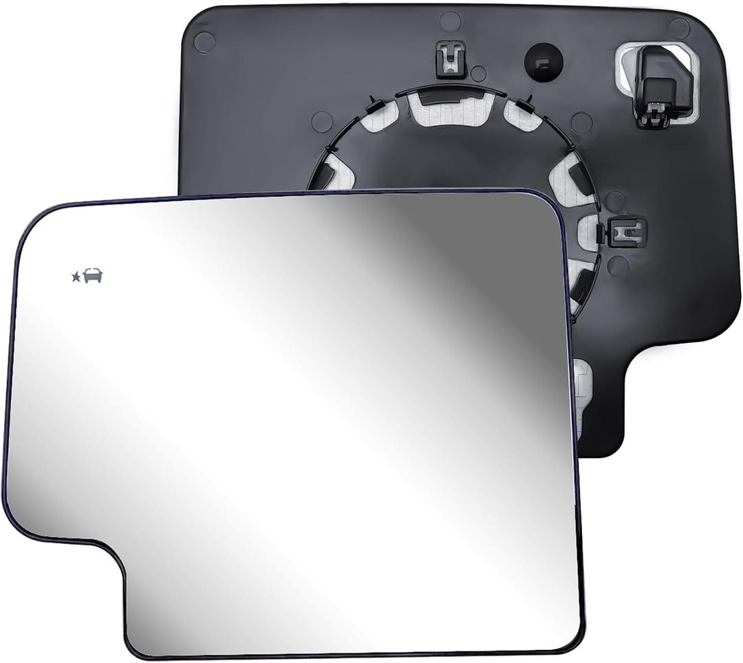 Replacement Driver Left Side Door Towing Mirror Main Big Glass Flat Heated with Back Plate and BLIS for Chevrolet Silverado and GMC Sierra 1500 2500 HD 3500 HD from 2019 to 2024