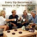 Housewarming Gifts for New Home: Farmhouse Wood Coaster Set for Coffee Table Decor - First Coffee/New Beginning/Forever Home/Grow Here/Breathe Here/Belong Here (Brown)