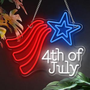Neon Sign Outdoor for Wall Decor, Dimmable Neon Light Sign for Home Decoration, USB Power Light Home Table Decor for Living Room Dining Table for American Festival Celebration Home Decor 15.7"13"