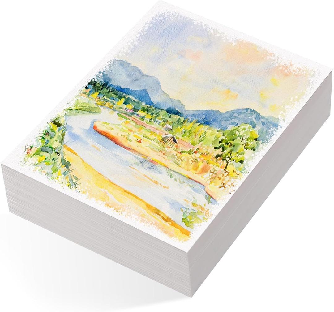 80 Sheets Watercolor Paper Bulk, 110 lb/230 GSM Cold Press Paper White Water Color Paper for Kids Child Students Adults Artists Drawing Wedding Gift Cards(8.5x11 Inch)