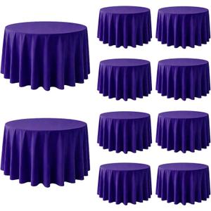 10 Pack Round Tablecloth 120 Inch Purple for 48"-96" Table