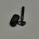 Compatible with Jeep Key Fob Cover with Leather Keychain Soft TPU Protection Key Case for Grand Cherokee Renegade Chrysler 200 300 Dodge RAM Durango Challenger Journey Dart Fiat Smart Key,Black