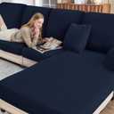 BT.WA Sectional Couch Covers for Sofa Cushion L Shaped Couch Cover Washable Soft Couch Cushion Covers Stretch Sofa Slipcovers(1-Piece for Chaise or Sofa 3-Seater, Navy)