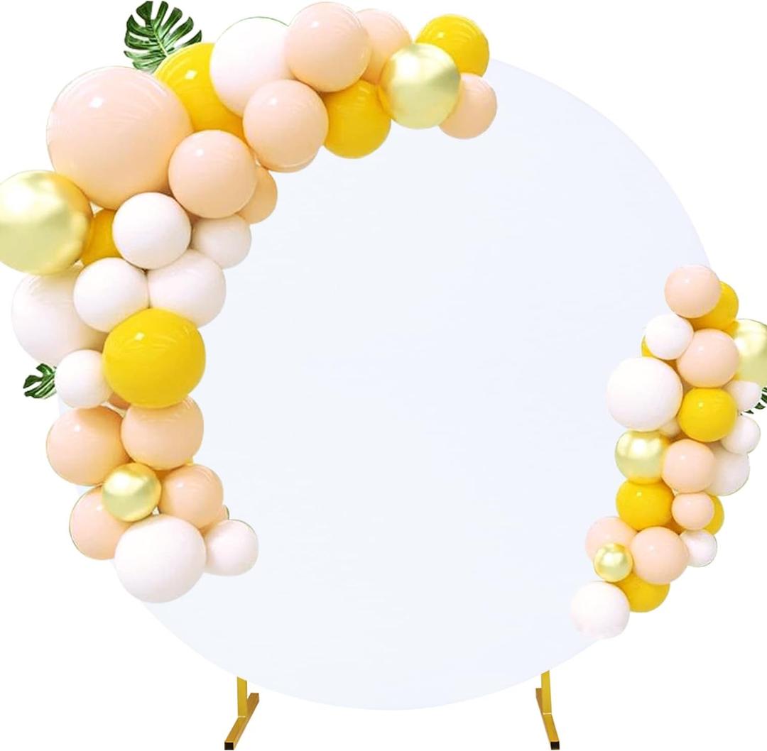 6.6FT Round Wedding Arch Cover for 6.6FT Circle Arch Stand, Thick Polyester Fabric Adjustable Circle Arch Backdrop Cover for Wedding Birthday Party Baby Shower Photography DecorationWhite