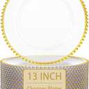 Supernal 20pcs Clear Charger Plates,Gold Chargers Plates for Dinner,Beaded Plates 13 Inch Suitable For,Mother's Day,Easter Party and Birthday,Wedding