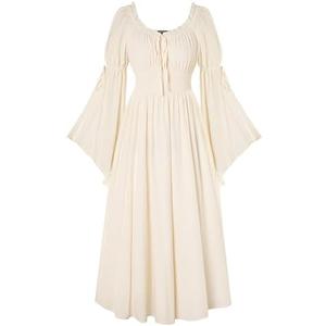 Scarlet Darkness Renaissance Dress for Women Medieval Peasant Dress Long Bell Sleeve Dresses, S