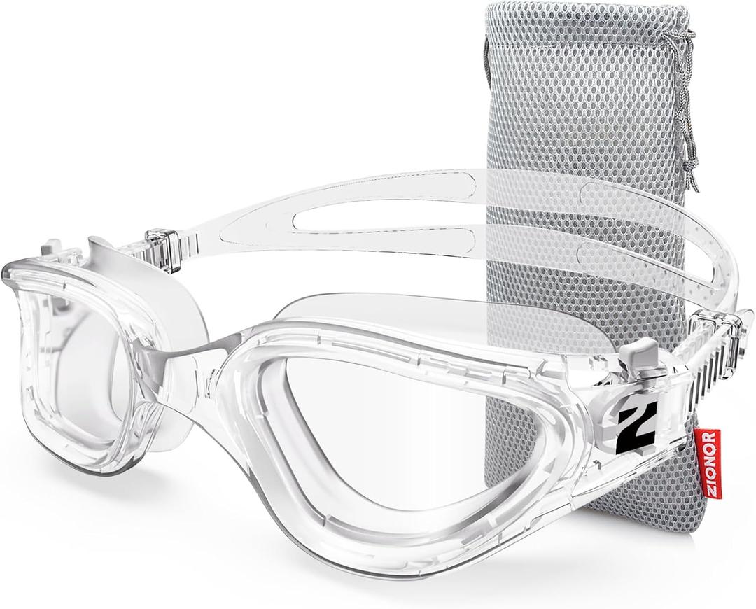 ZIONOR Swim Goggles, G1 SE Swimming Goggles Anti-Fog for Adult Men Women (A1-clear Lens Clear Frame)