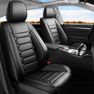 Fit Sorento Car Seat Covers (5 Seats Full Set) Compatible with Kia Sorento 2007-2025 2026- Full Coverage Breathable Leather, Airbag Compatible, Waterproof & All-Weather, Easy to Install, Black