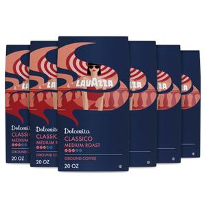 Lavazza Classico Ground Coffee Blend, Medium Roast, Premium Coffee, 100% Arabic, Value Pack, Non GMO, 20 Ounce (Pack of 6)