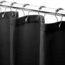 AmazerBath Black Shower Curtain Thick 240GSM, Fabric Shower Curtain with Waffle Weave, Bathroom Shower Curtains, Hotel Quality Heavy Duty, 72 x 72 Inches