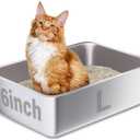 Stainless Steel Litter Box, 20"x14"x6"(Deep) High Sided Large Metal Litter Boxes Easy Clean, Non Stick No Smell Cat Litterbox for Adult Cats/Kitty/Kitten