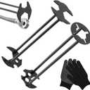 2Pcs Multifunctional Basin Wrench Set,7Sizes Faucet Wrench with Gloves,Universal Under Sink Plumbers Tool,Two-Shaft Design Four-Jaw Hex Faucet tool for Kitchen & Bathroom(2PCS)