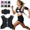 Sportneer Weighted Vest for Women Men: 8lbs/12lbs/15lbs/20lbs/25lbs Weight Vest with Detachable Phone Pouch Rucking Vest for Women Walking Strength Training Muscle Building Weight Loss (Black)