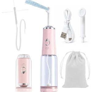 Electric Portable Bidet for Travel, Rechargeable Handheld Bidet Sprayer with USB-C, 4 Pressure Modes & 2 Specialized Nozzles for Front/Rear Wash, IPX7 Waterproof, Bottle Compatible, Detachable (White)