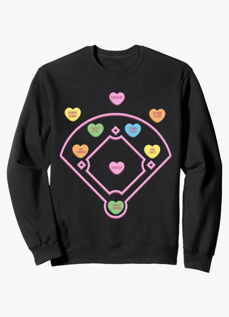 Valentine Heart Love Cute Baseball Softball Lover Sayings Sweatshirt 2XL