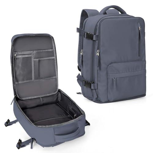 WONHOX Travel Backpack Women, Carry On Backpack for Men, Hiking Laptop Backpack Waterproof Outdoor Sports Rucksack Casual Daypack, Grey Blue