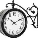Double Sided Wall Clock, European Metal Vintage Wall Clock, Large Antique Corner Wall Clocks for Garden,Indoor,Outdoor,Living Room Decor