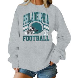 MNLYBABY Football Sweatshirt Women Game Day Sweatshirts Football Team Fans Pullover Long Sleeve Crew Neck Tops (Gray, XXL)